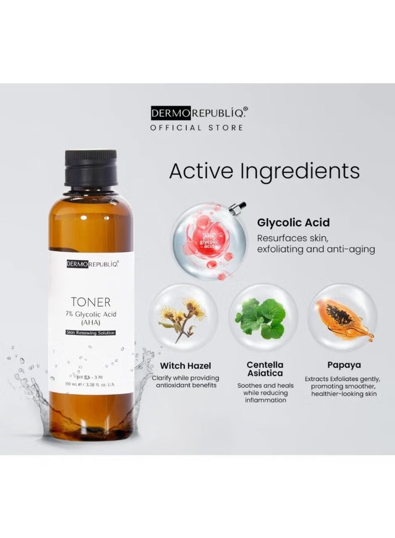 DERMA REPUBLIQ Dermorepubliq 7% glycolic acid (aha) skin renewing toner - 100 ml - Image 2